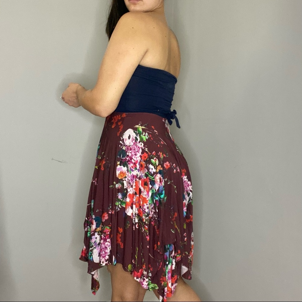 Anthropologie Neve and Hawk Floral Strapless Napkin Sharkbite Boho Dress Size 10 - Picture 7 of 14